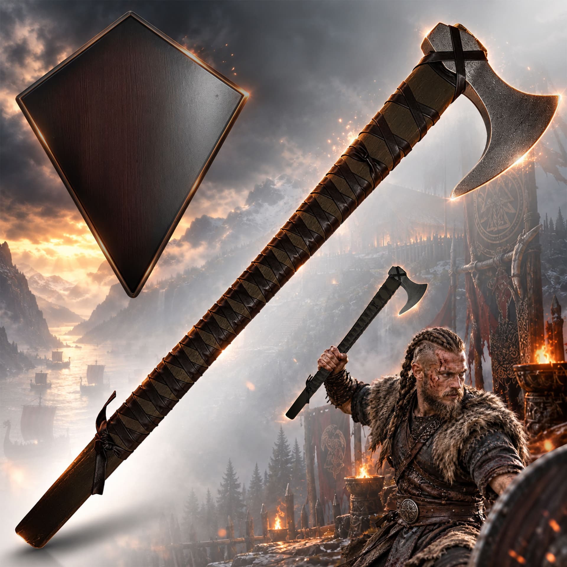 Vikings - Ragnar's axe with wall plaque