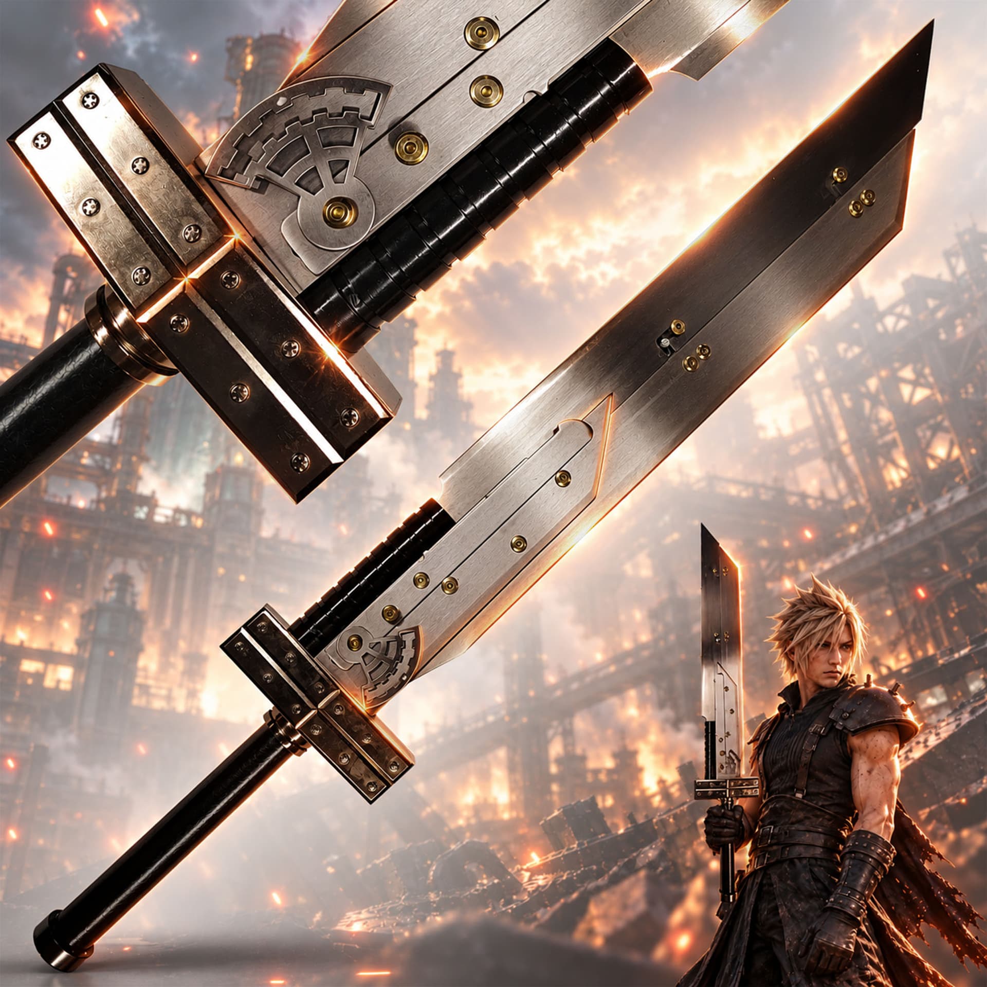 Final Fantasy: Multiblade Buster Panzer Sword – 43.5" Modular Steel Replica (6-in-1)