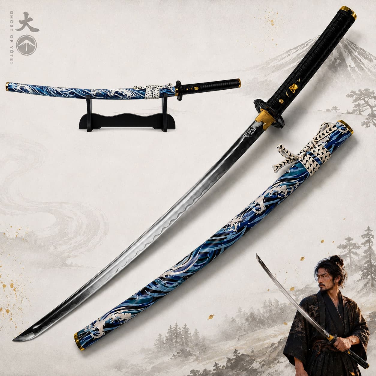 Ghost of Yōtei: Handgeschmiedetes Katana mit Scheide und Ständer