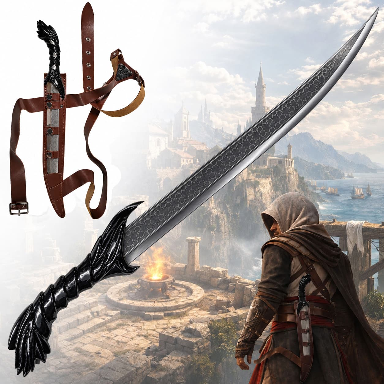 Assassin's Creed Kurzschwert – Agiler Dolch mit tragbarer Gürtelscheide