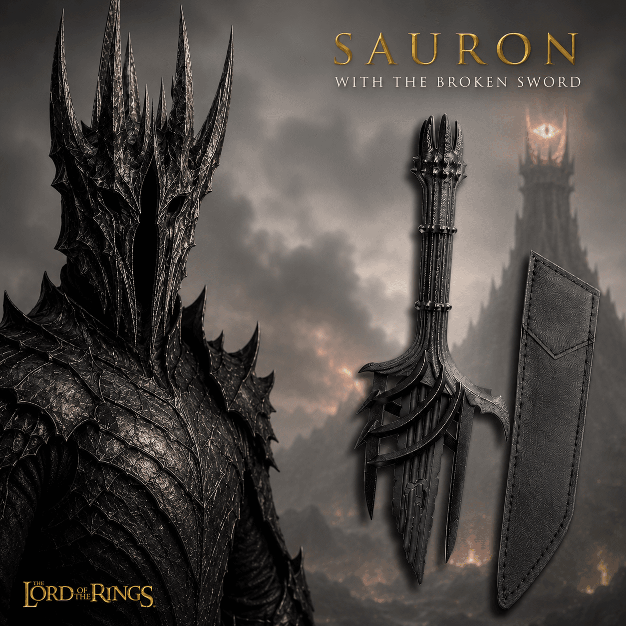 The Rings of Power: Sauron's Broken Sword – 16" Steel Replica with Scabbard
