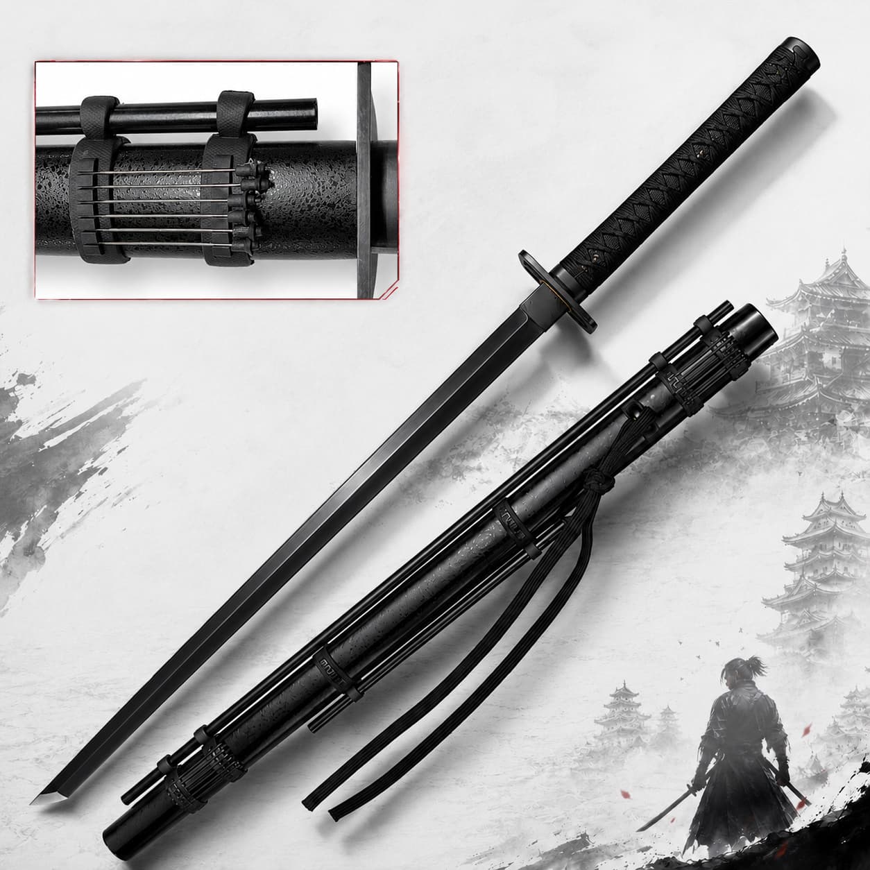 Black Ninjato - Handforged with blowgun