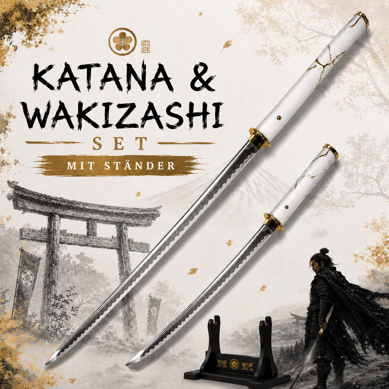 Ghost of Yōtei: Gilded Dawn Katana & Wakizashi Set – Stahl-Repliken inkl. Doppelständer