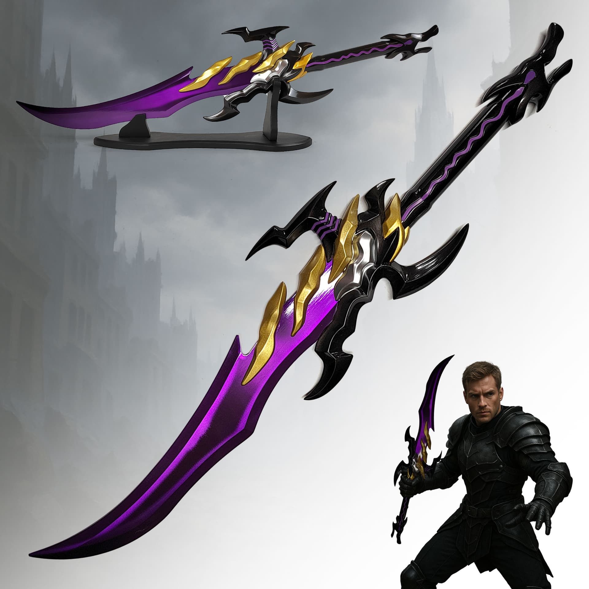 Solo Leveling: Sung Jinwoos "Antares' Fang" Dolch-Replik mit Tischständer