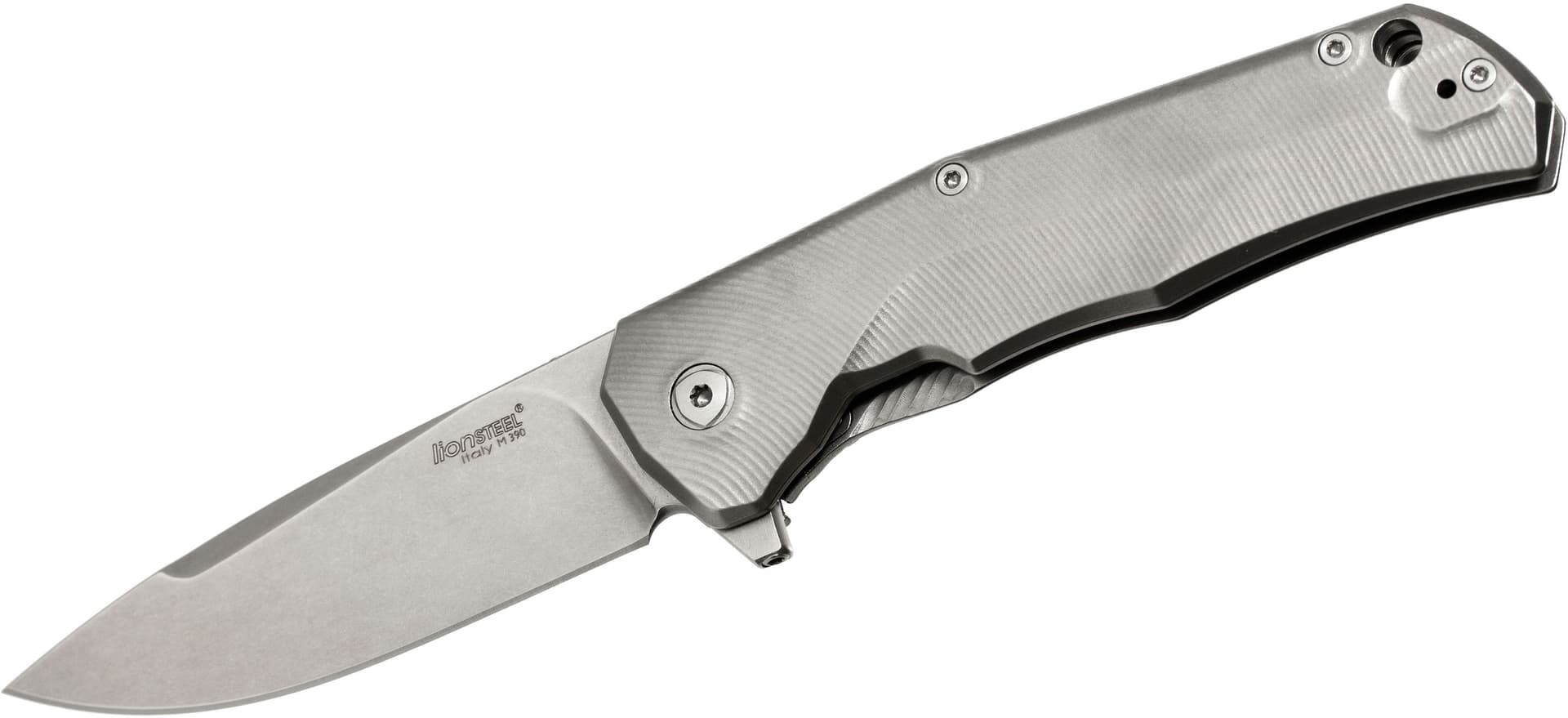 Three Rapid Exchange, M390-Klinge, matter Titangriff, blaue Akzente