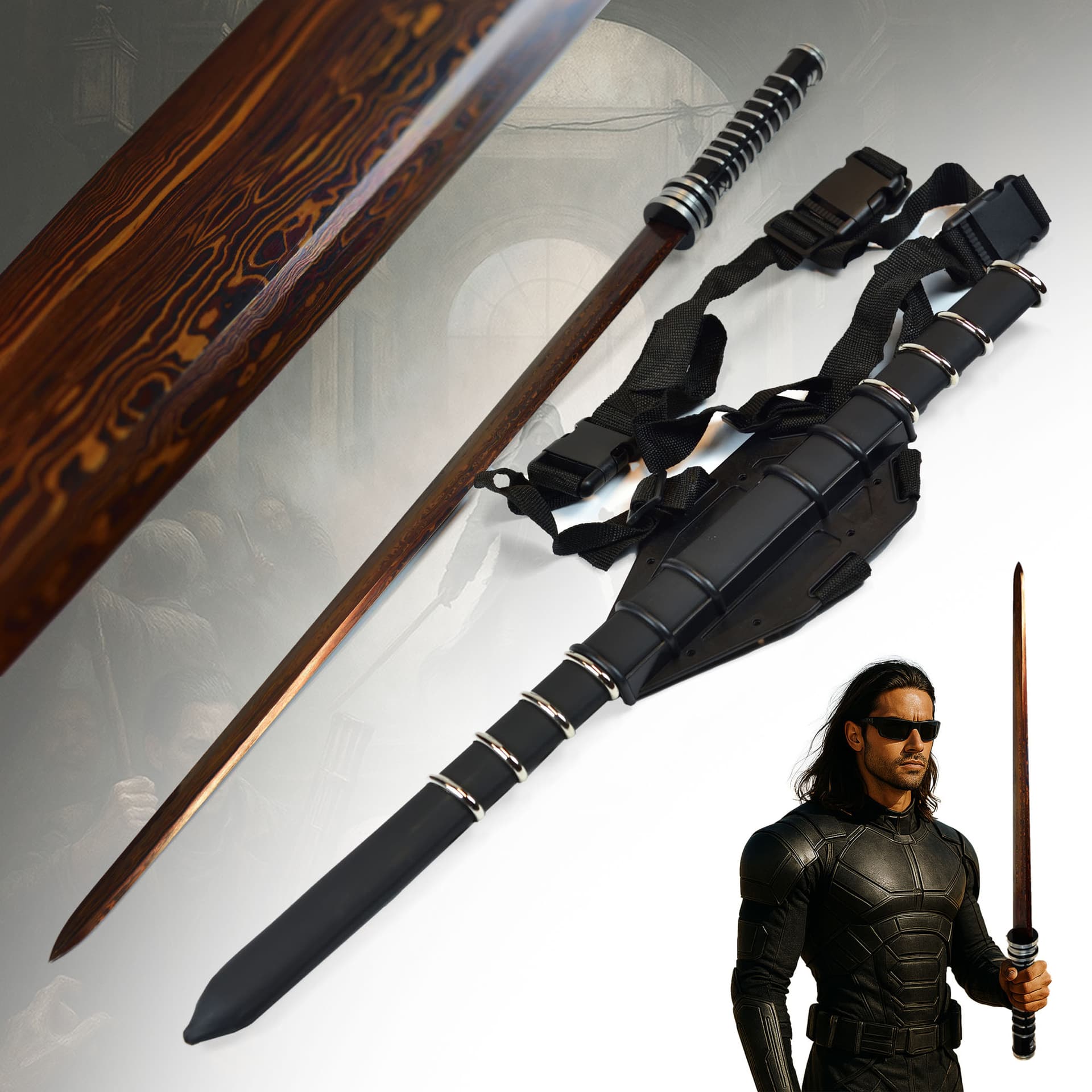 Gefaltetes Blade Schwert mit Scheide - handgeschmiedet Blutdamast Edition