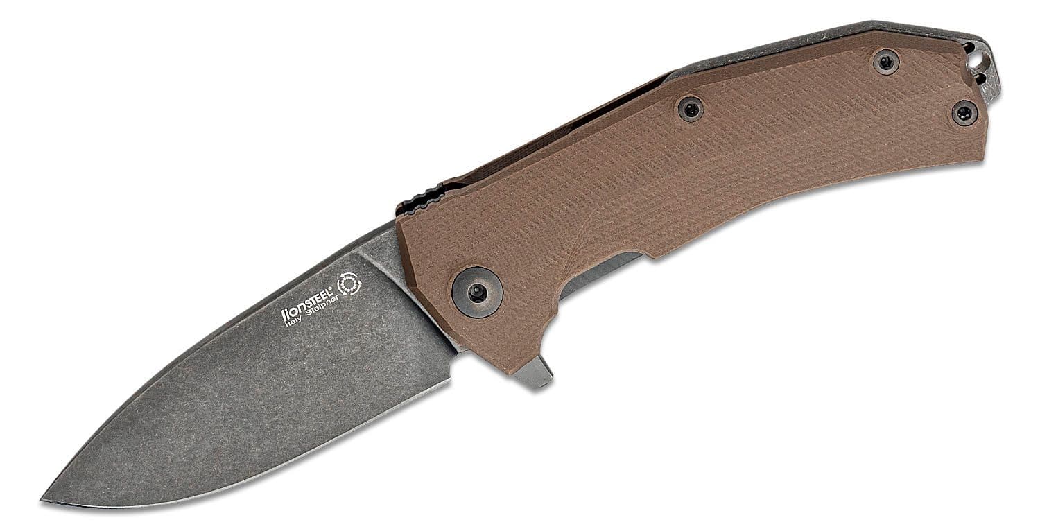 Kur, Sleipner Schwarze Stonewashed Klinge, brauner G10 -Griff 