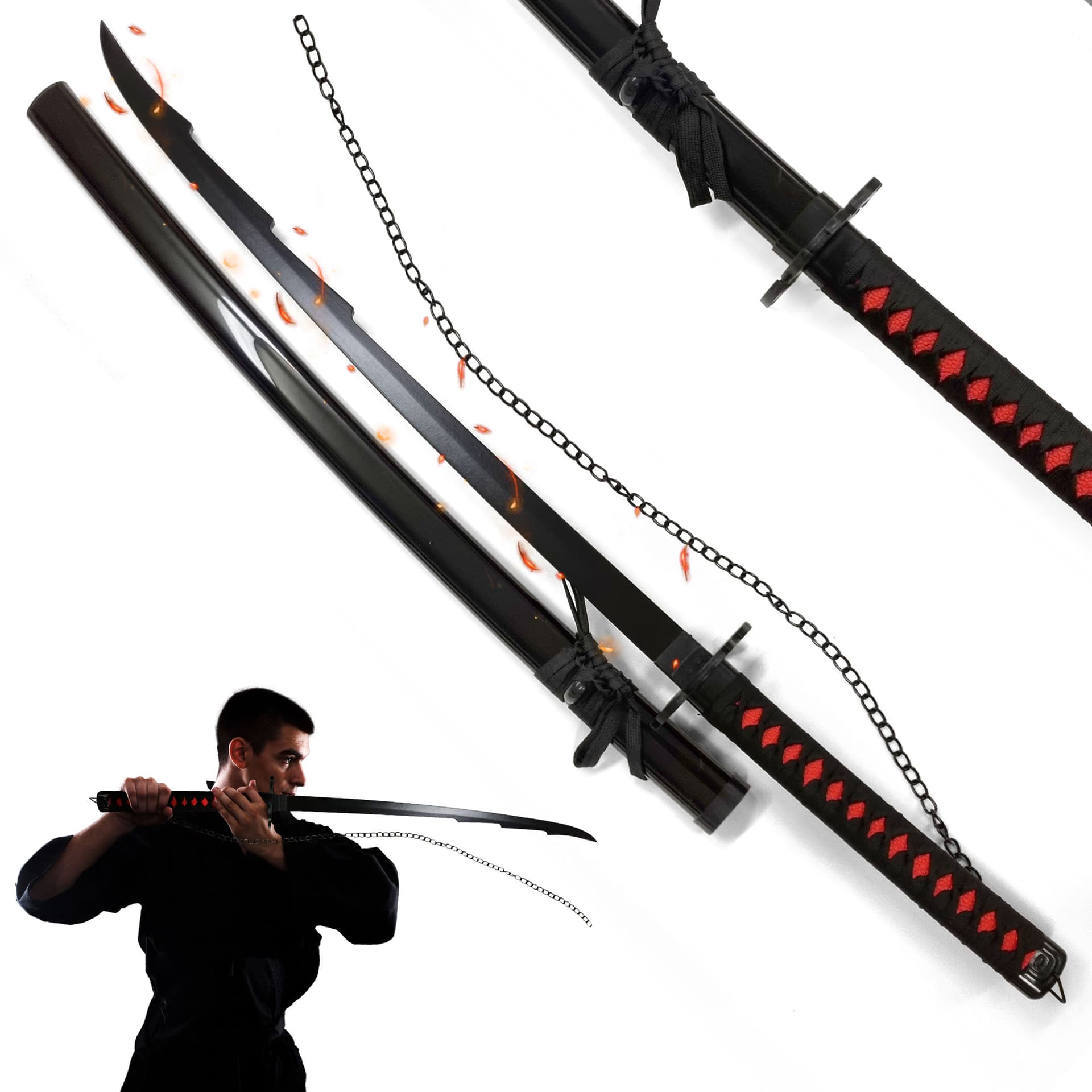 Bleach - Ichigo Shikai Cutting Moon Zangetsu Schwert mit Scheide - Holzversion