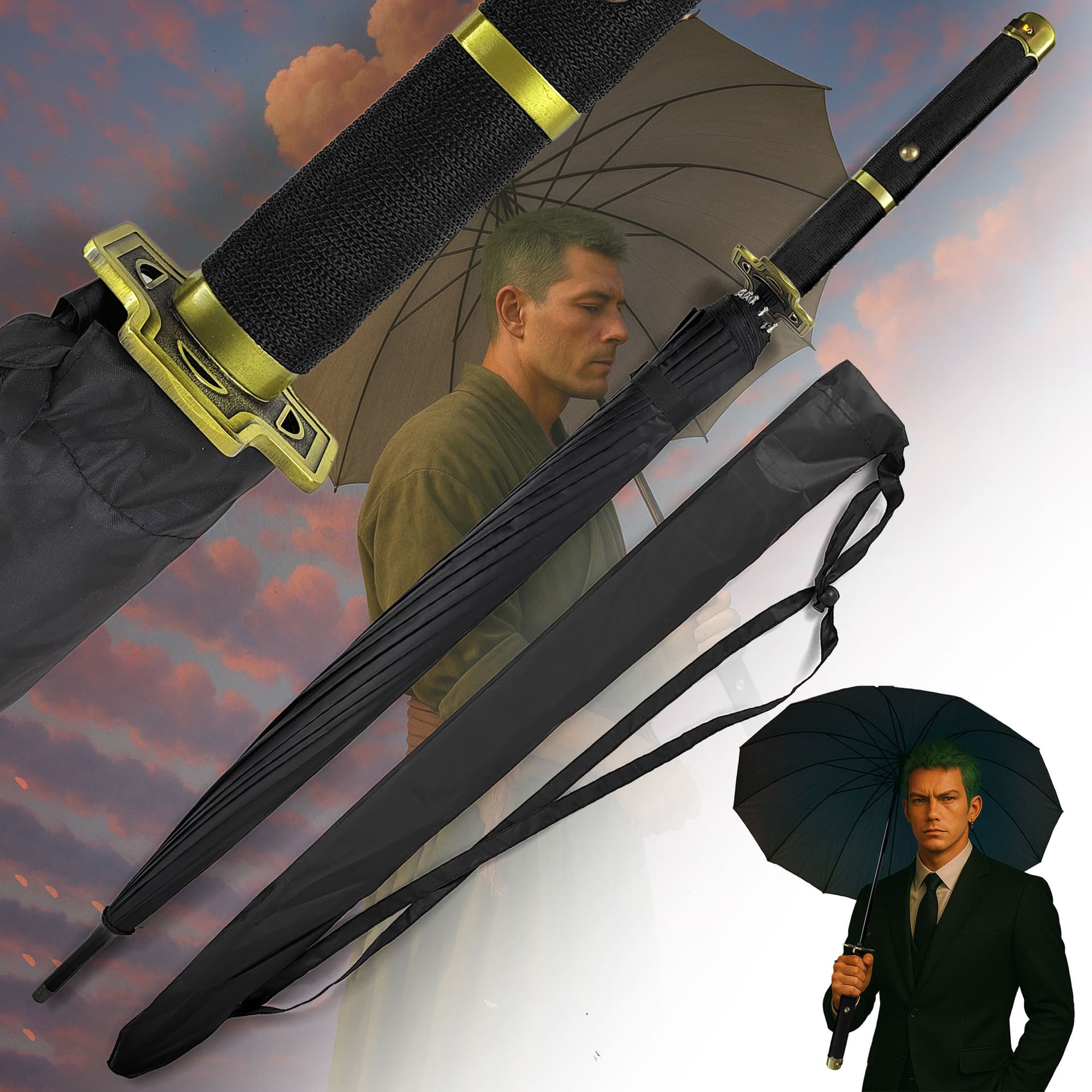 One Piece – Roronoa Zoro Yubashiri Katana Regenschirm (16K Premium Version) 