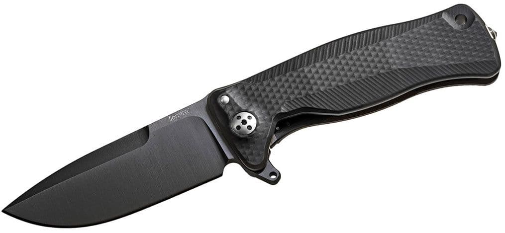 SR-11 Integral Einhandmesser, Chemical Black Sleipner Drop Point-Klinge, schwarzer Aluminiumgriff