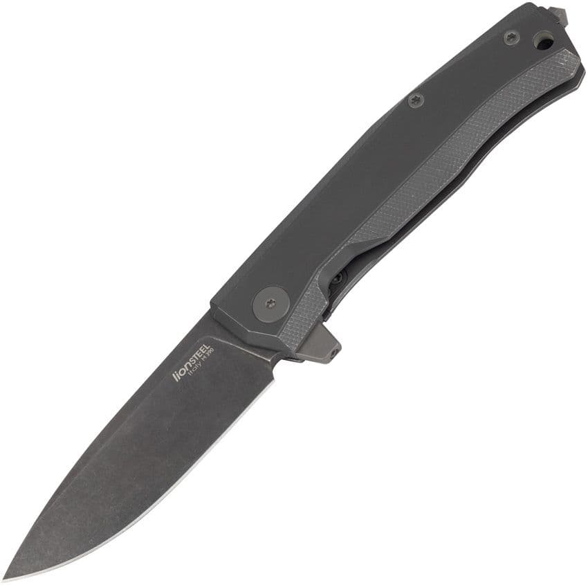 Myto, M390 schwarze Stonewashed-Klinge, „Old Black“-Titangriff