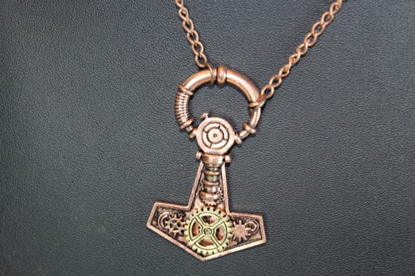 Steampunk Anhänger mit Kette - Anker, bronze