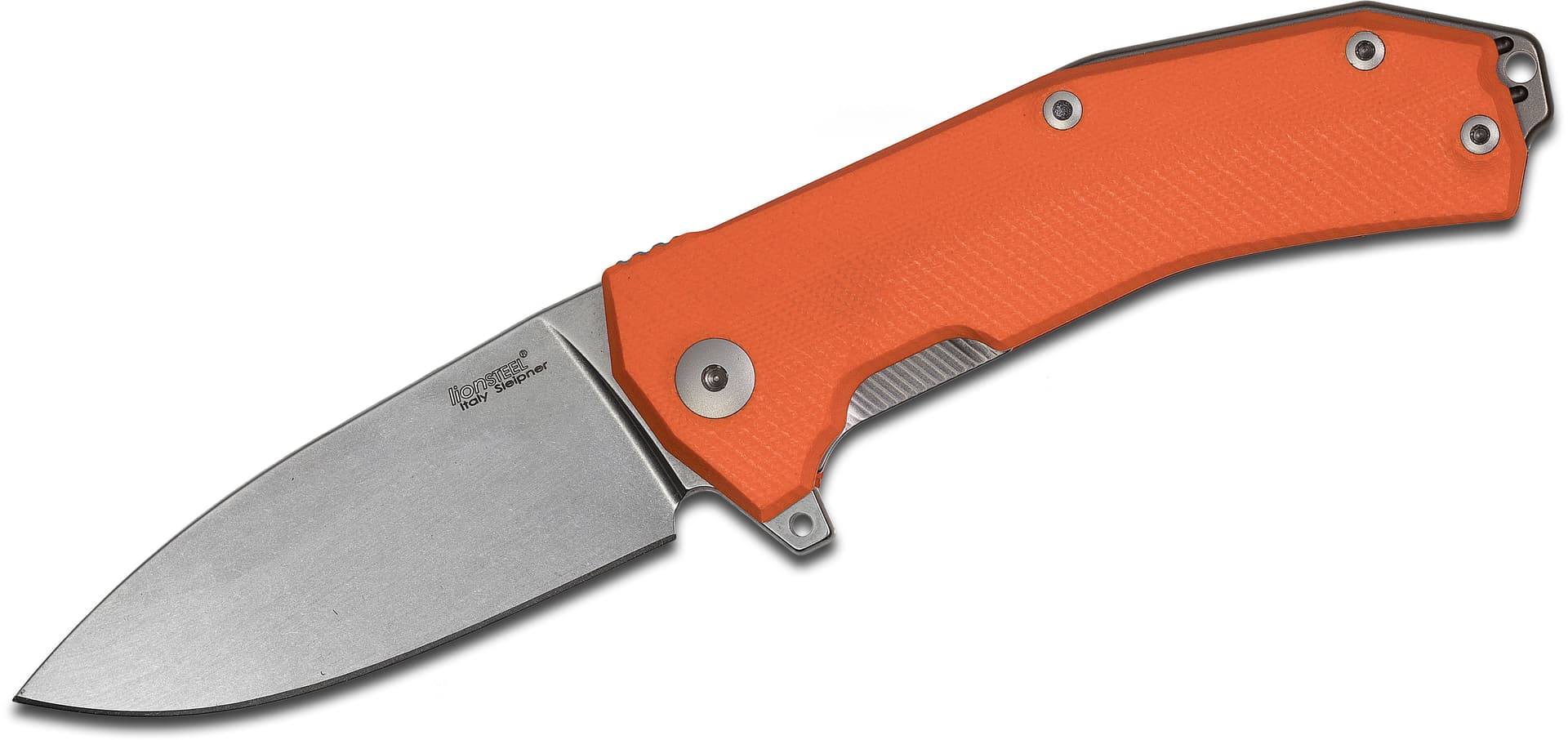 KUR, Sleipner Stonewashed-Klinge, orangefarbener G10-Griff