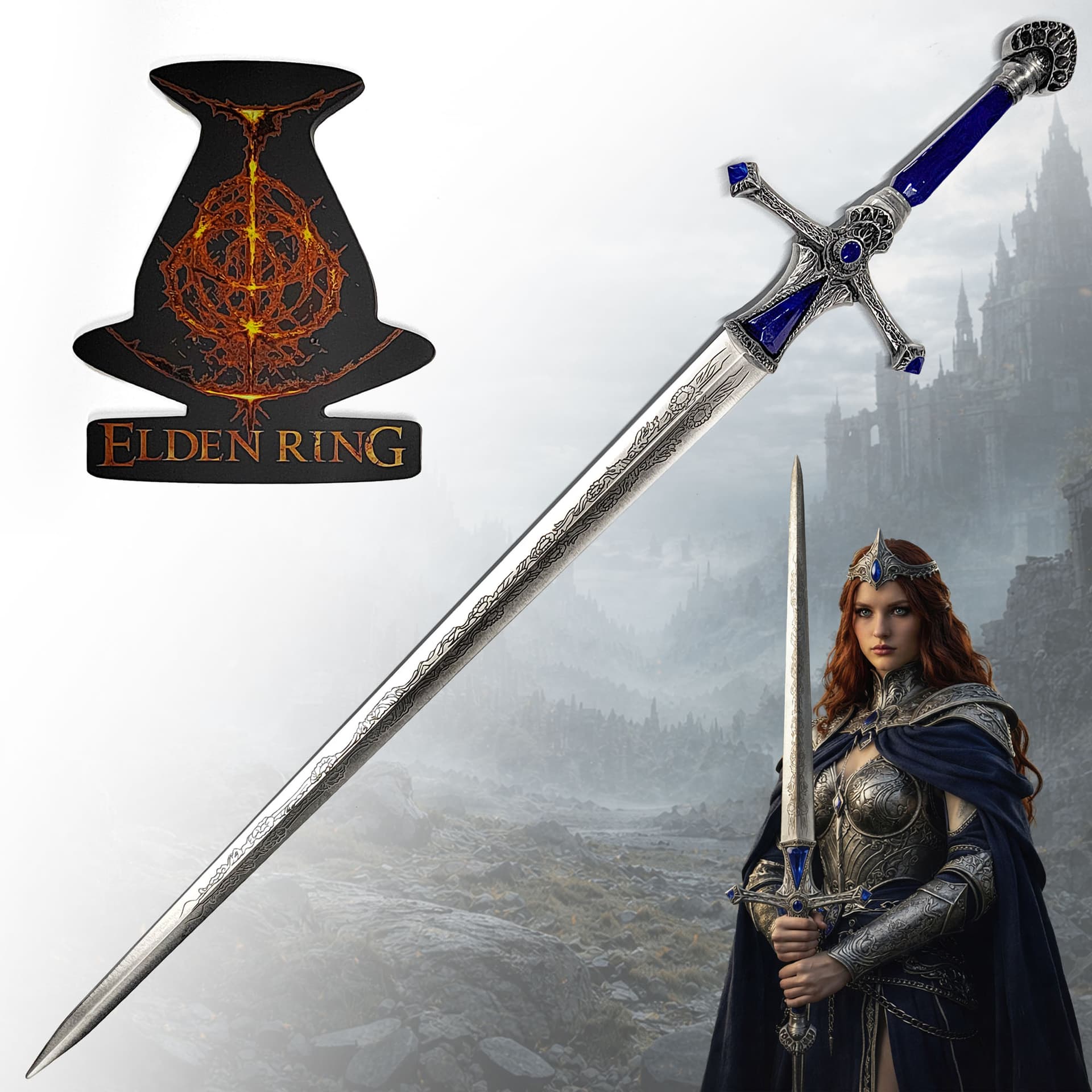 Elden Ring: Rellana's Twin Blade with Wall Mount