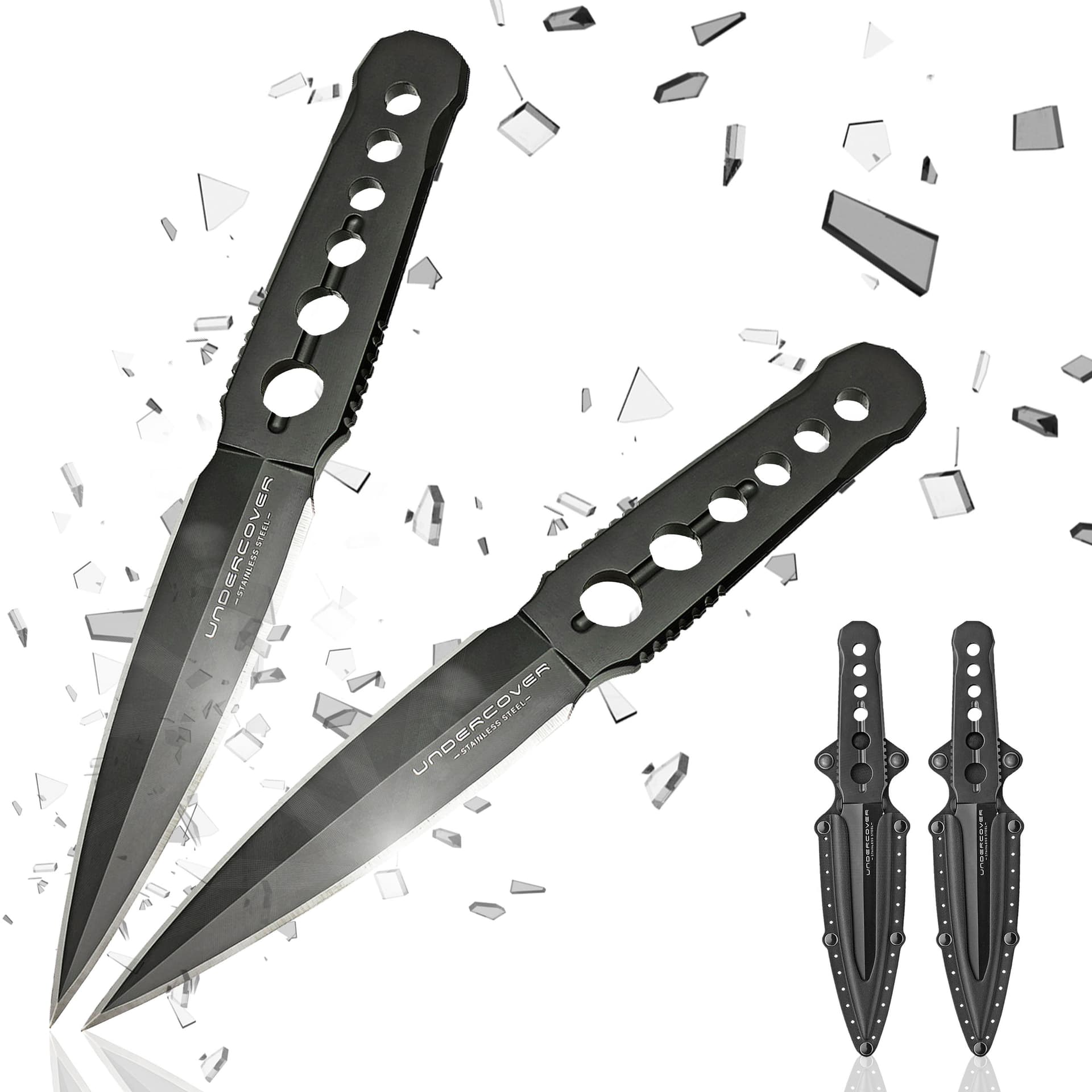 Zwei Undercover CIA Stinger-Messer und Scheide, Bundle