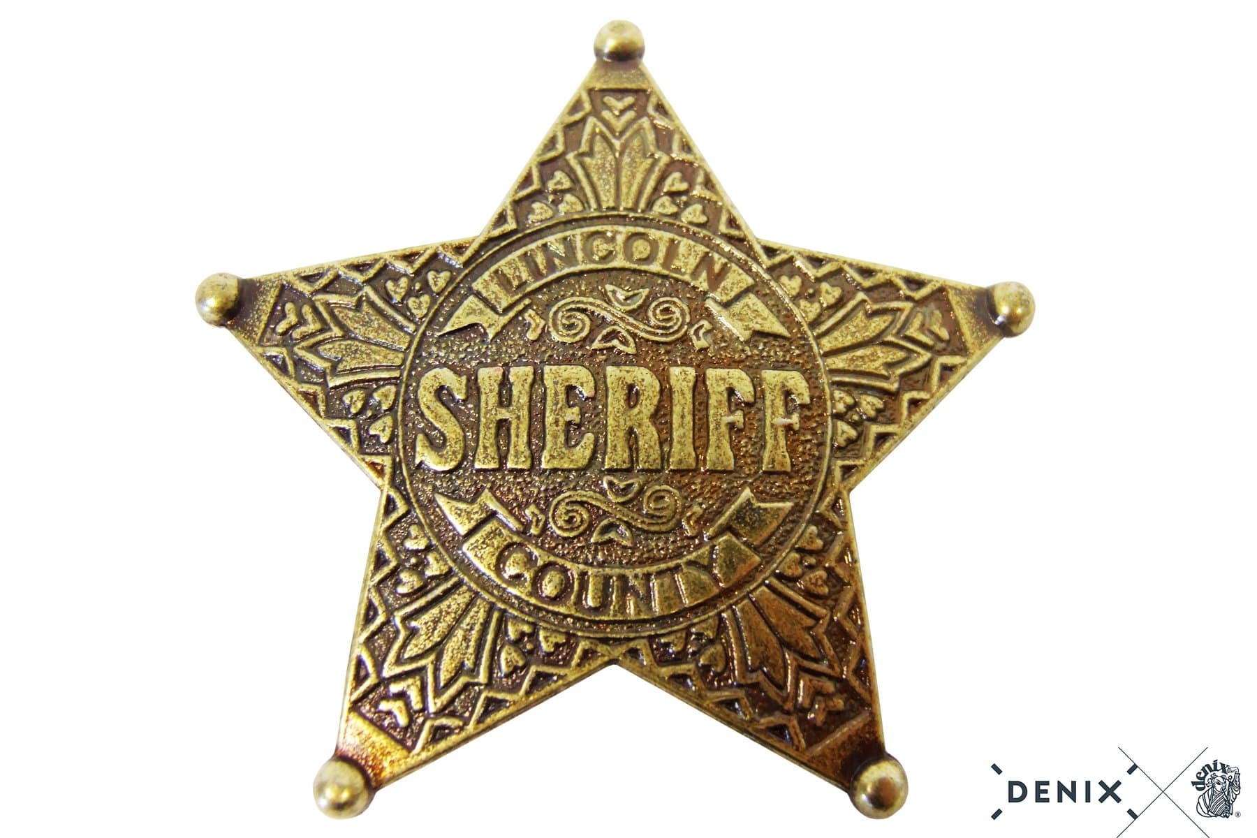 10 Sheriffsterne "Lincoln County" messingfarben