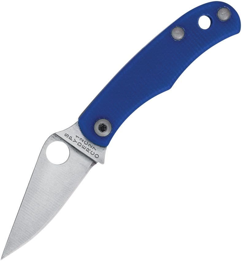 Bug Micro-Size, 12C27 Satin Plain Blade, Blue G10 Handle