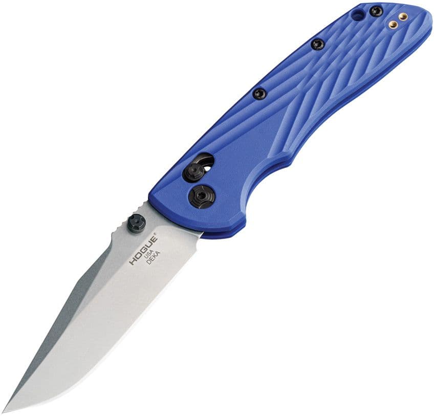 Deka ABLE, CPM-MagnaCut Stonewashed Clip Point Blade, Blue Polymer Handle
