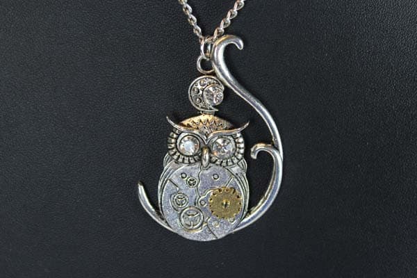 Steampunk Anhänger mit Kette - Eule