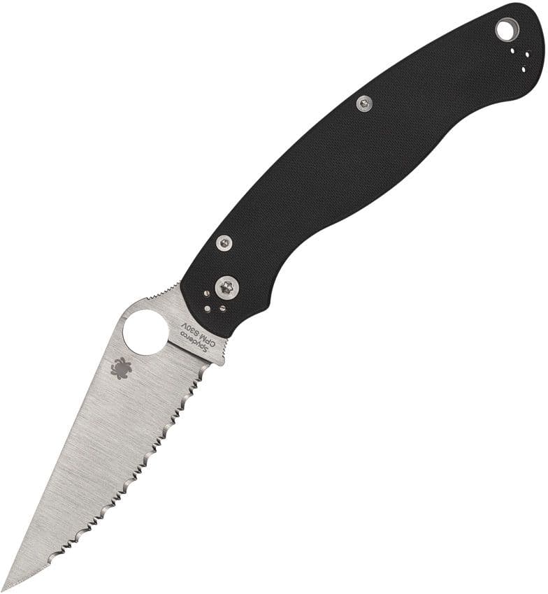 Military 2, S30V Satin Serrated Blade, Black G10 Handle