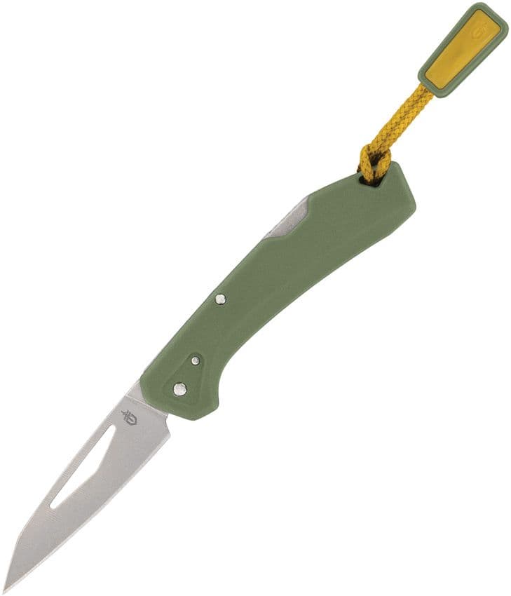LST Mini, Stonewashed Modified Wharncliffe Blade, Lichen Green GFN Handle