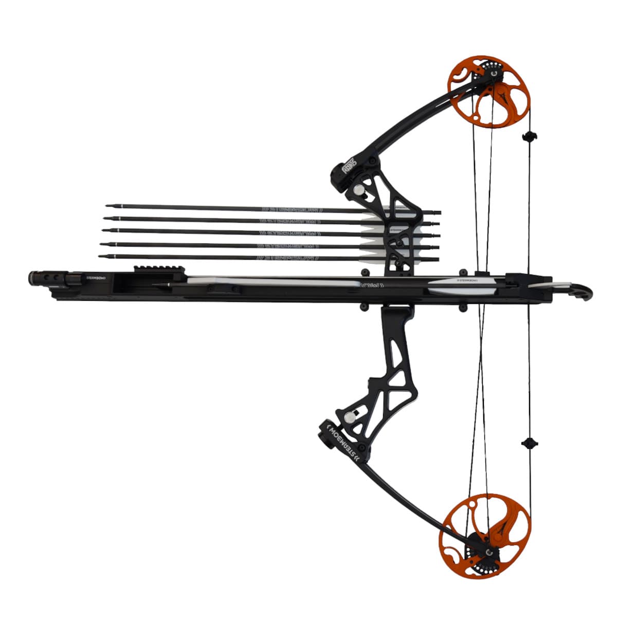 Steambow FENRIS – magazine with compound bow ”M1″ with red dot sight, orange cams