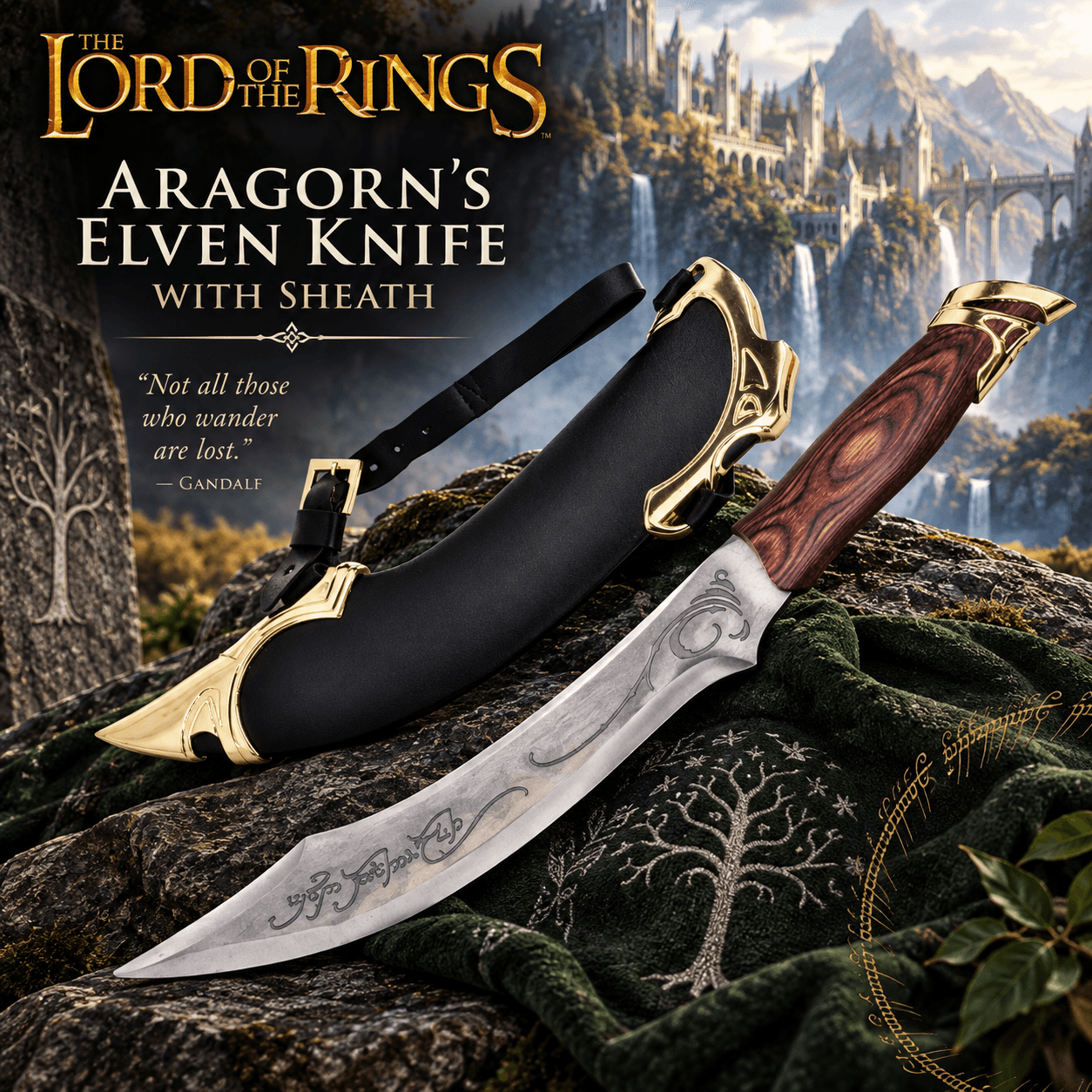 Der Herr der Ringe: Aragorns Elben-Dolch – inkl. Scheide & Wandtafel