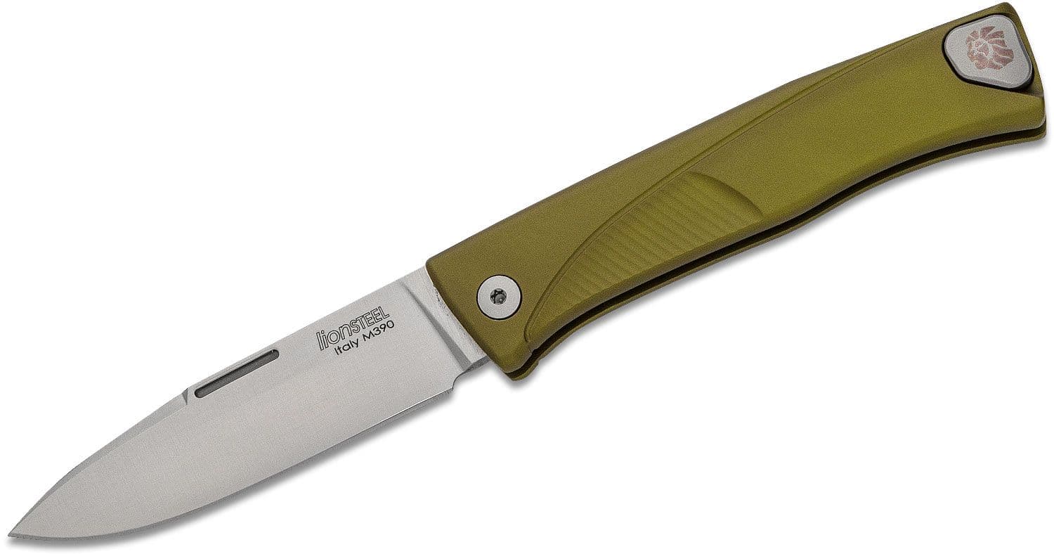 Thrill, M390 Satin-Klinge, grüner Aluminiumgriff