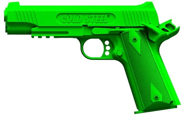 1911 Trainingspistole aus Gummi, gespannt und arretiert