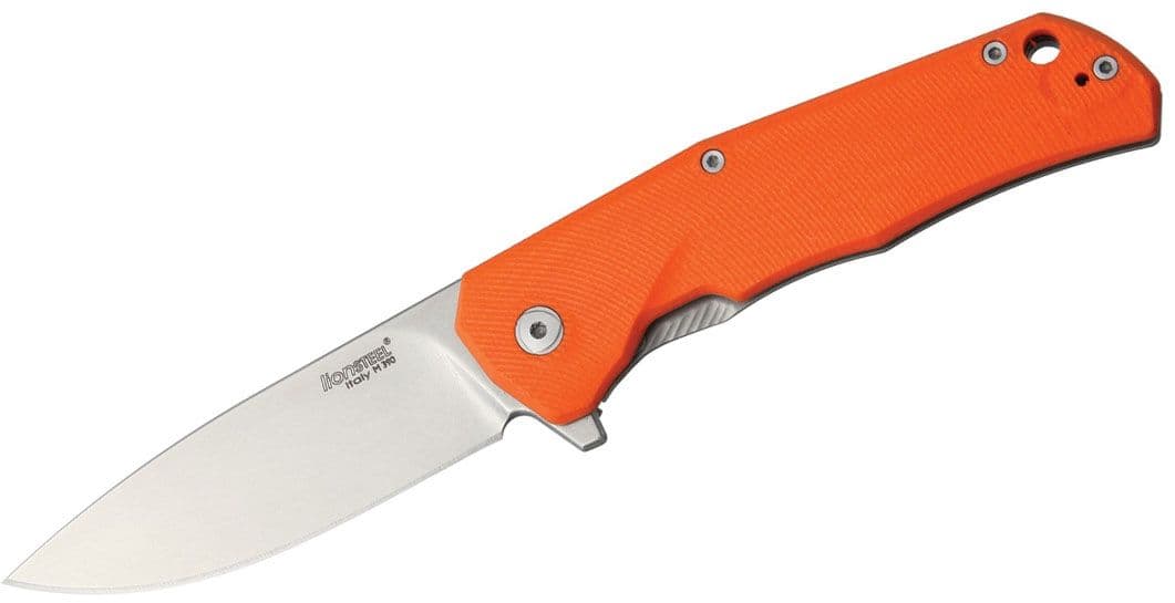 Three Rapid Exchange, M390-Klinge, orangefarbener G10/matter Titan-Griff