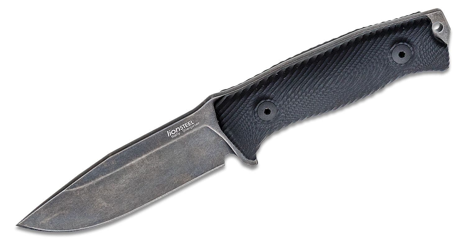 M5 Jagdmesser, schwarze stonewashed Sleipner-Klinge, schwarzer G10-Griff, Cordura-Scheide