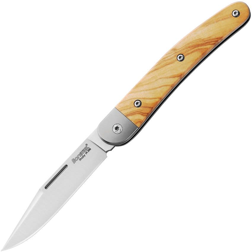 JK1, M390 Clip Point-Klinge, Griff aus Olivenholz