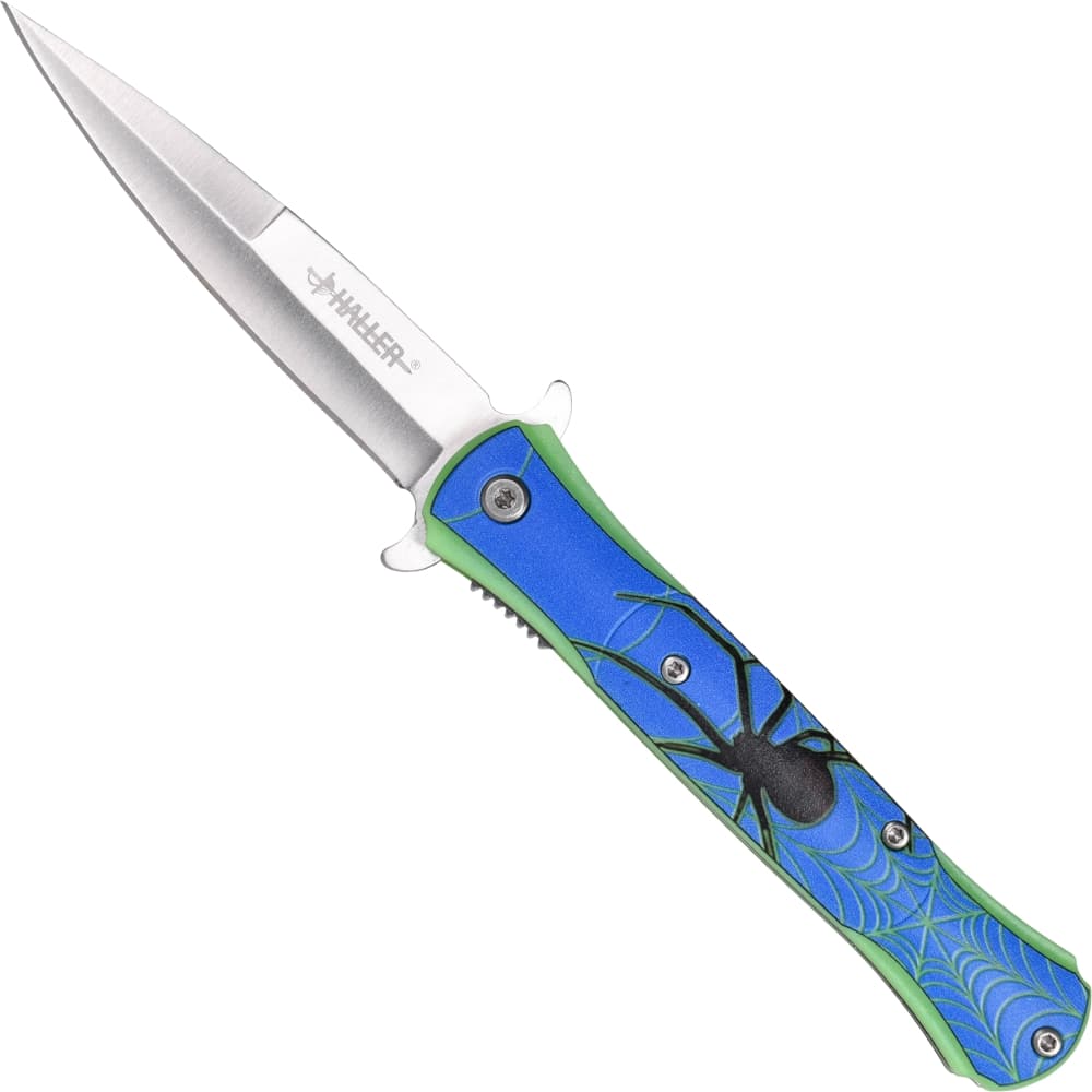 Stiletto pocket knife glowing in the dark