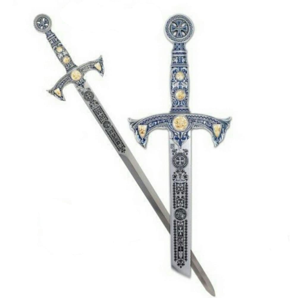 Templerschwert, tiefe Gravur Silber
