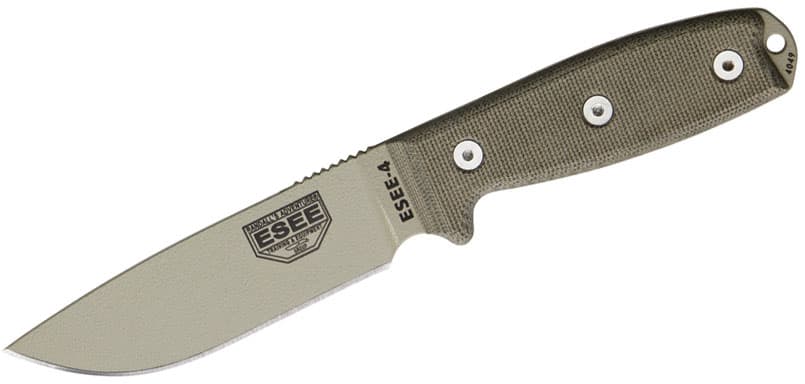 Esee Model 4 Plain Edge with sheath, OD green handle