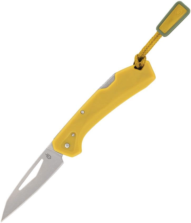 LST Mini, Stonewashed-modifizierte Wharncliffe-Klinge, senfgelber GFN-Griff