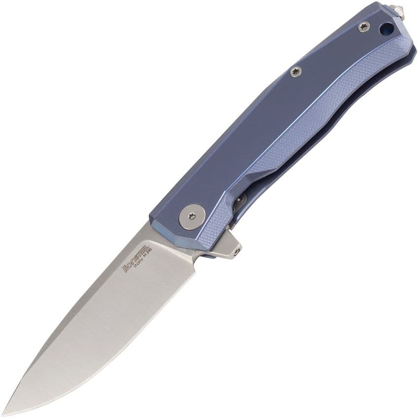 Myto, M390 Satin-Klinge, blauer Titan-Griff