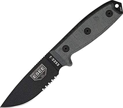 Esee Model 3 Part Serrated with sheath, black