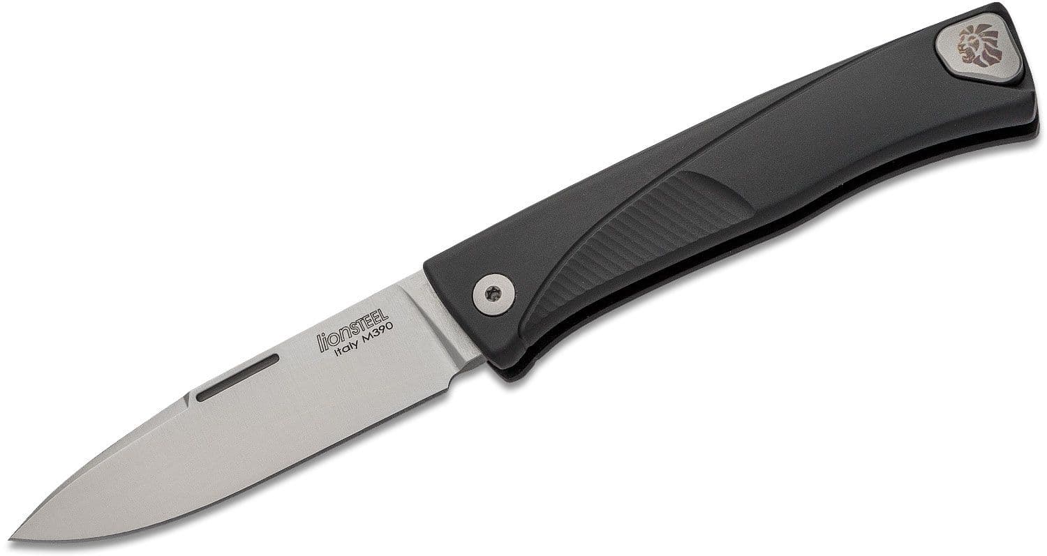 Thrill, M390 Satin-Klinge, schwarzer Aluminiumgriff