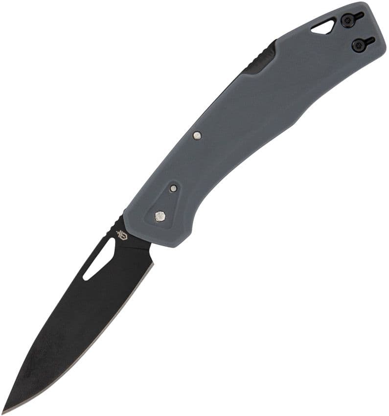 LST, schwarze Clip-Point-Klinge, grauer GFN-Griff