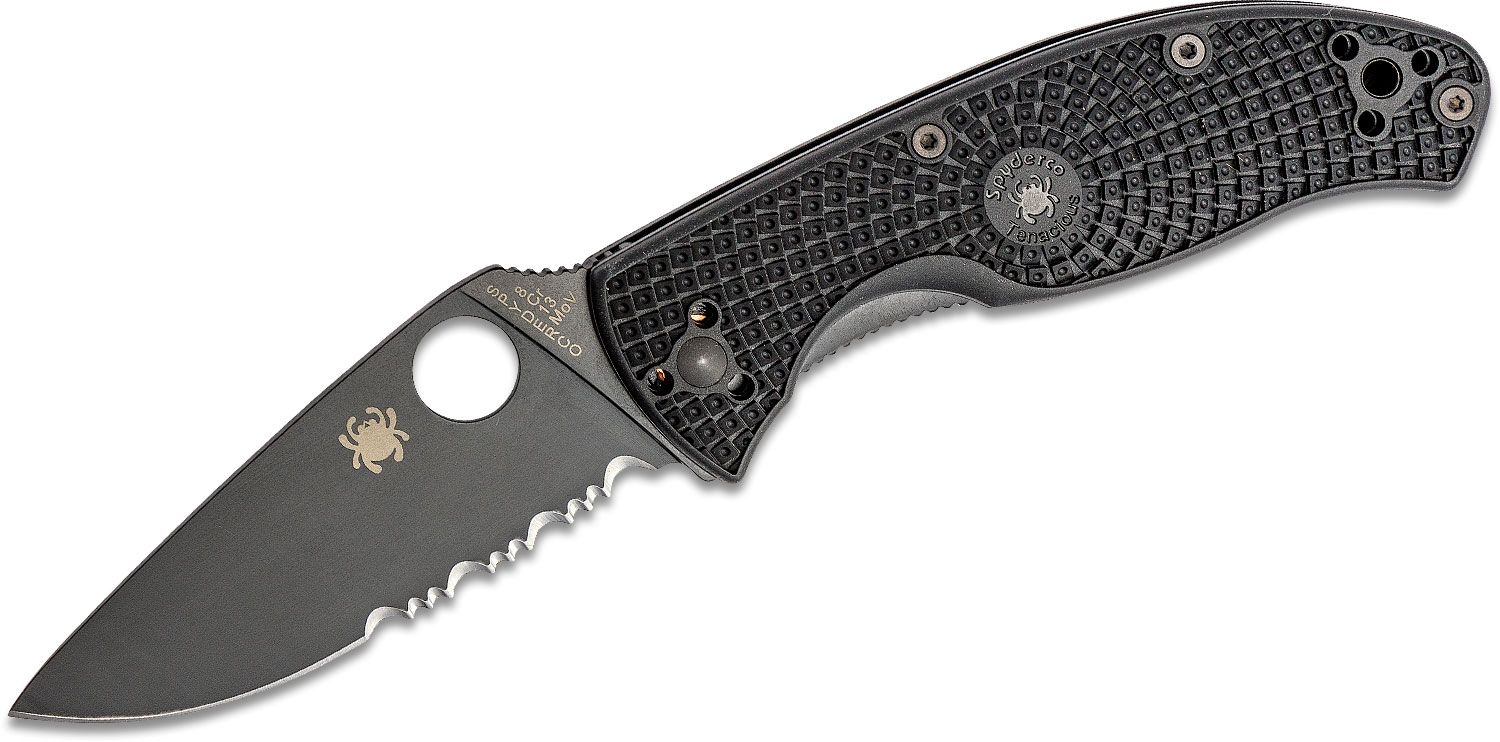 Tenacious, partially serrated edge, black