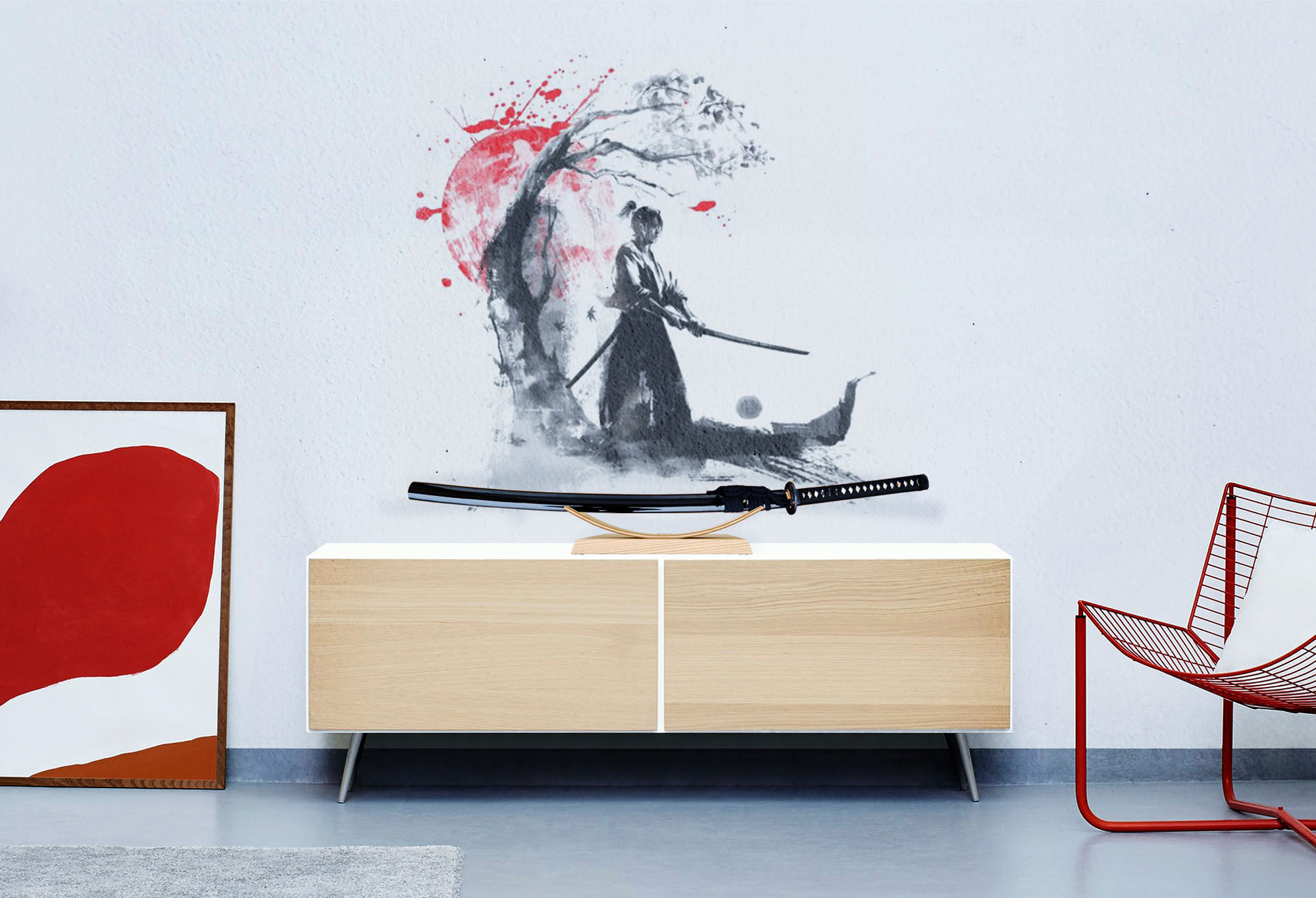 Design Sword stand for one sword – natural wood