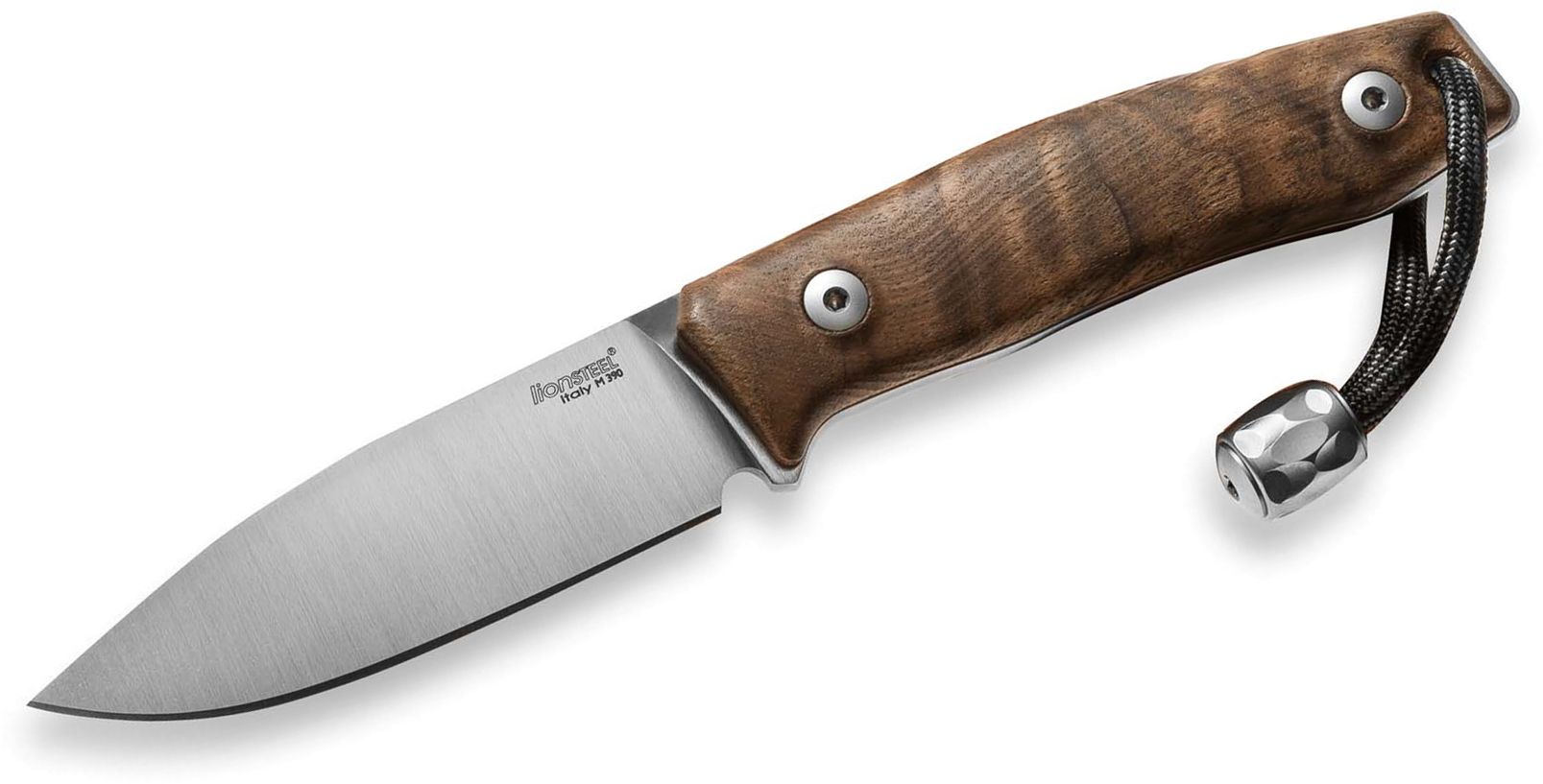M1 WN Compact, M390 Drop Point Blade, Walnut Wood Handle, Leather Sheath