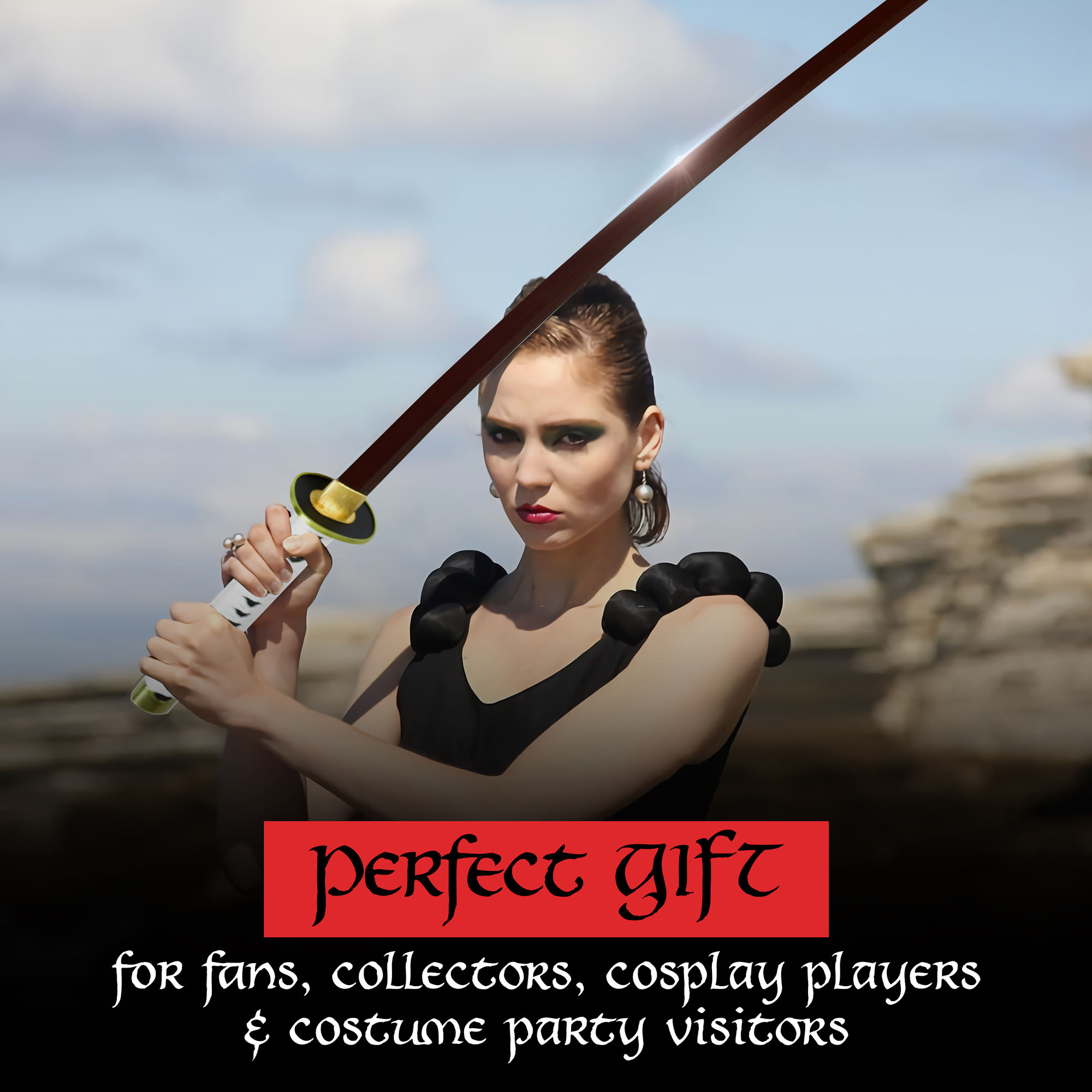 Wado-Ichi-Monji by Roronoa Zoro katana - handforged & folded, Set - Blood Damascus Edition