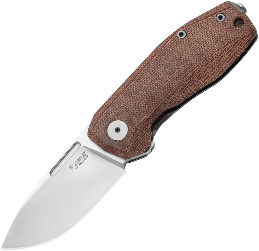 Nano Knife, CPM-MagnaCut Satin Drop Point Blade, Natural canvas micarta handle