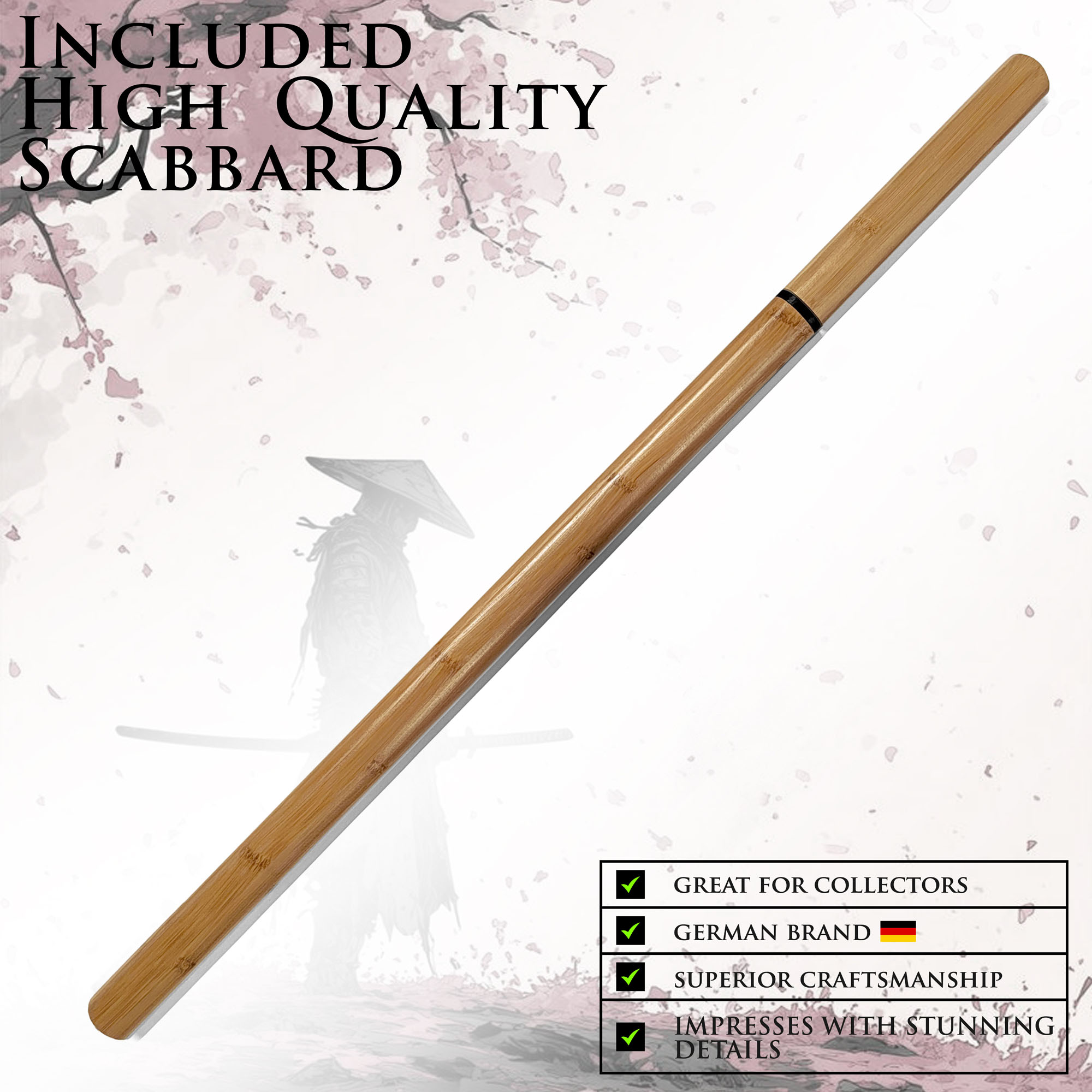 Shirasaya Katana mit Scheide - Holzversion