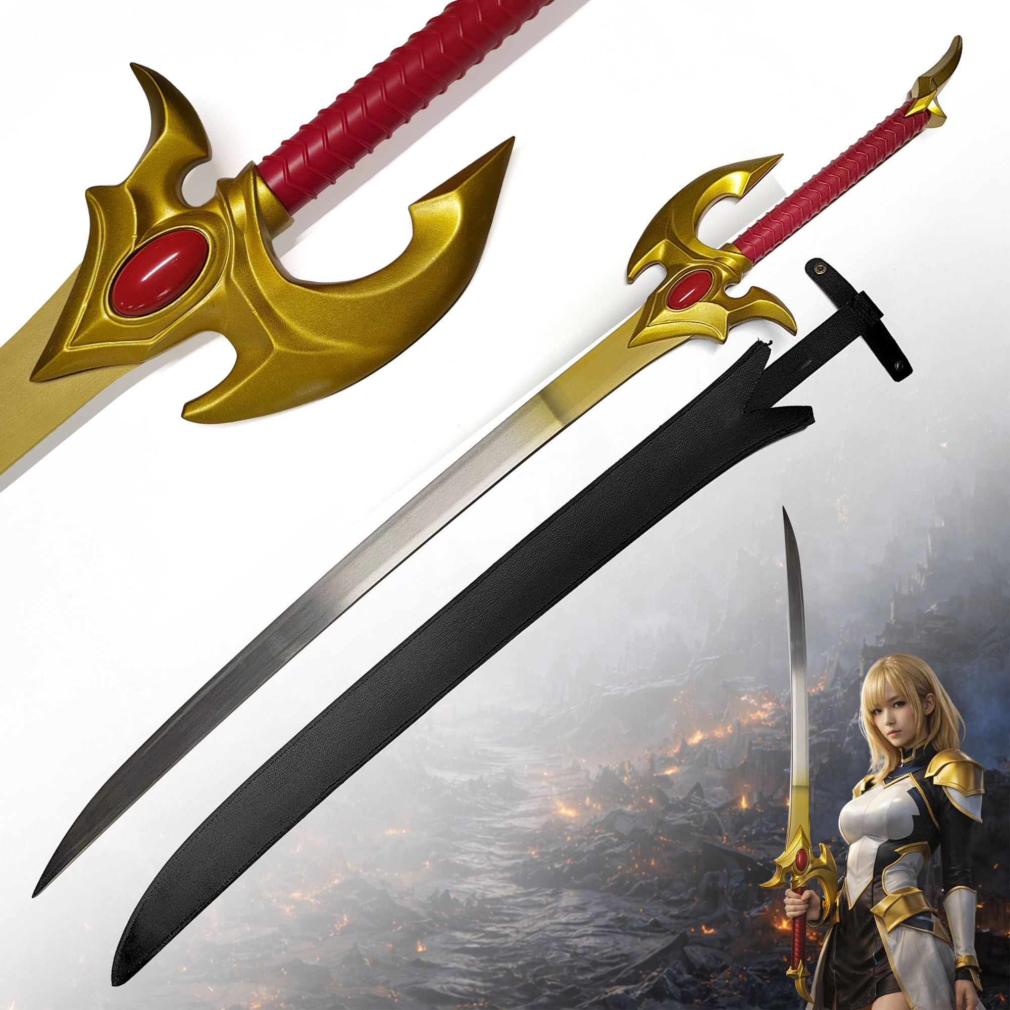 Solo Leveling – Cha Hae-In Sword with Scabbard – Gold Edition