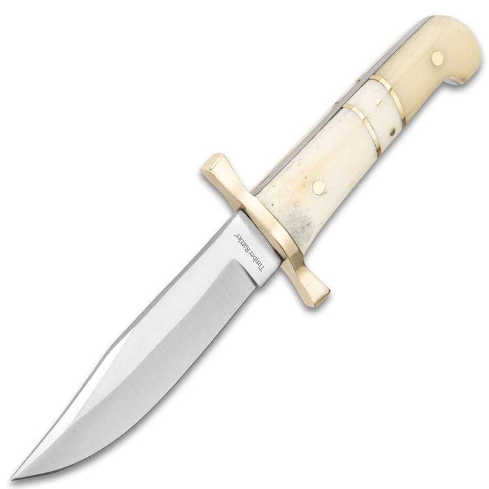 Camel Bone Bowie Knife - Two-Knife Set with Leather Twin Sheath