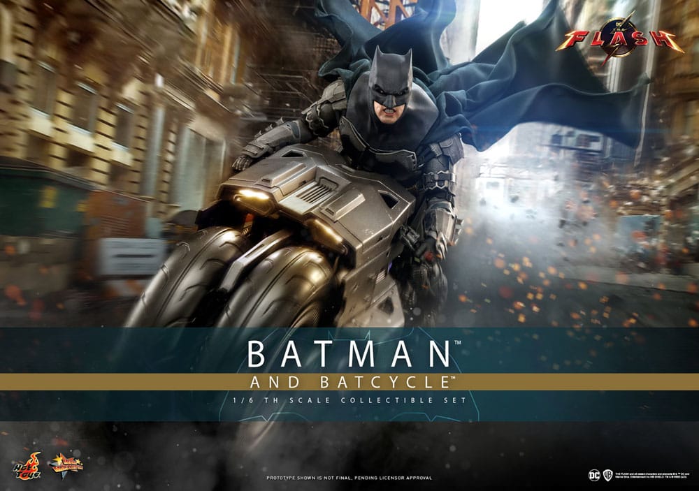 The Flash Movie Masterpiece Actionfigur mit Fahrzeug 1/6 Batman & Batcycle Set 30 cm