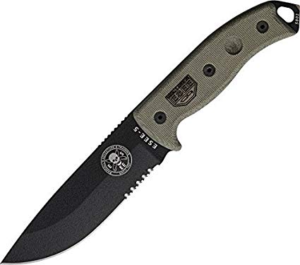 Esee Model-5 Survival Part Serrated with sheath, black blade